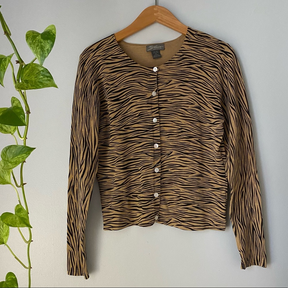 Vintage SML Design Tiger Print Cardigan